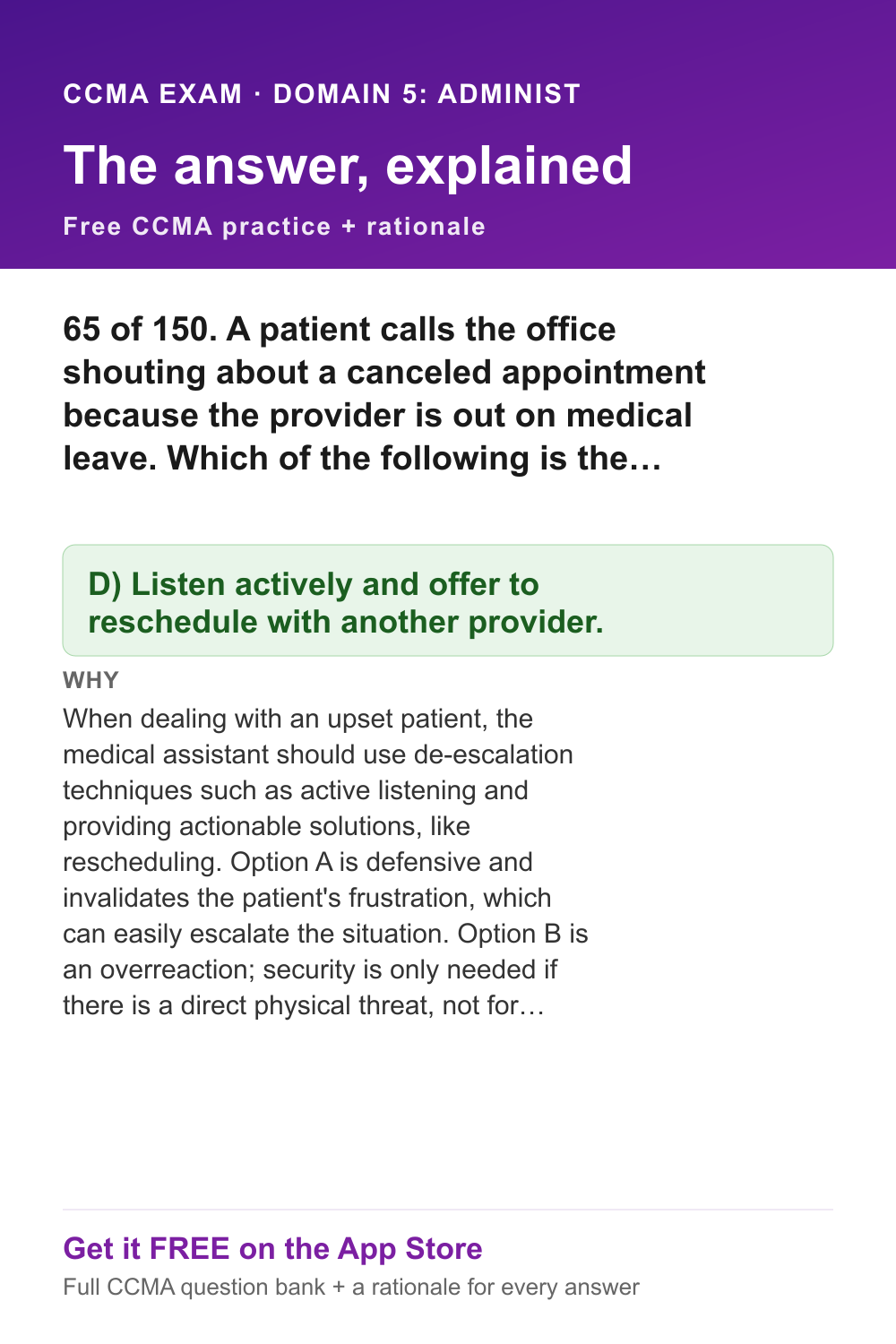 CCMA answer and rationale — Domain 5: Administrative Assisting