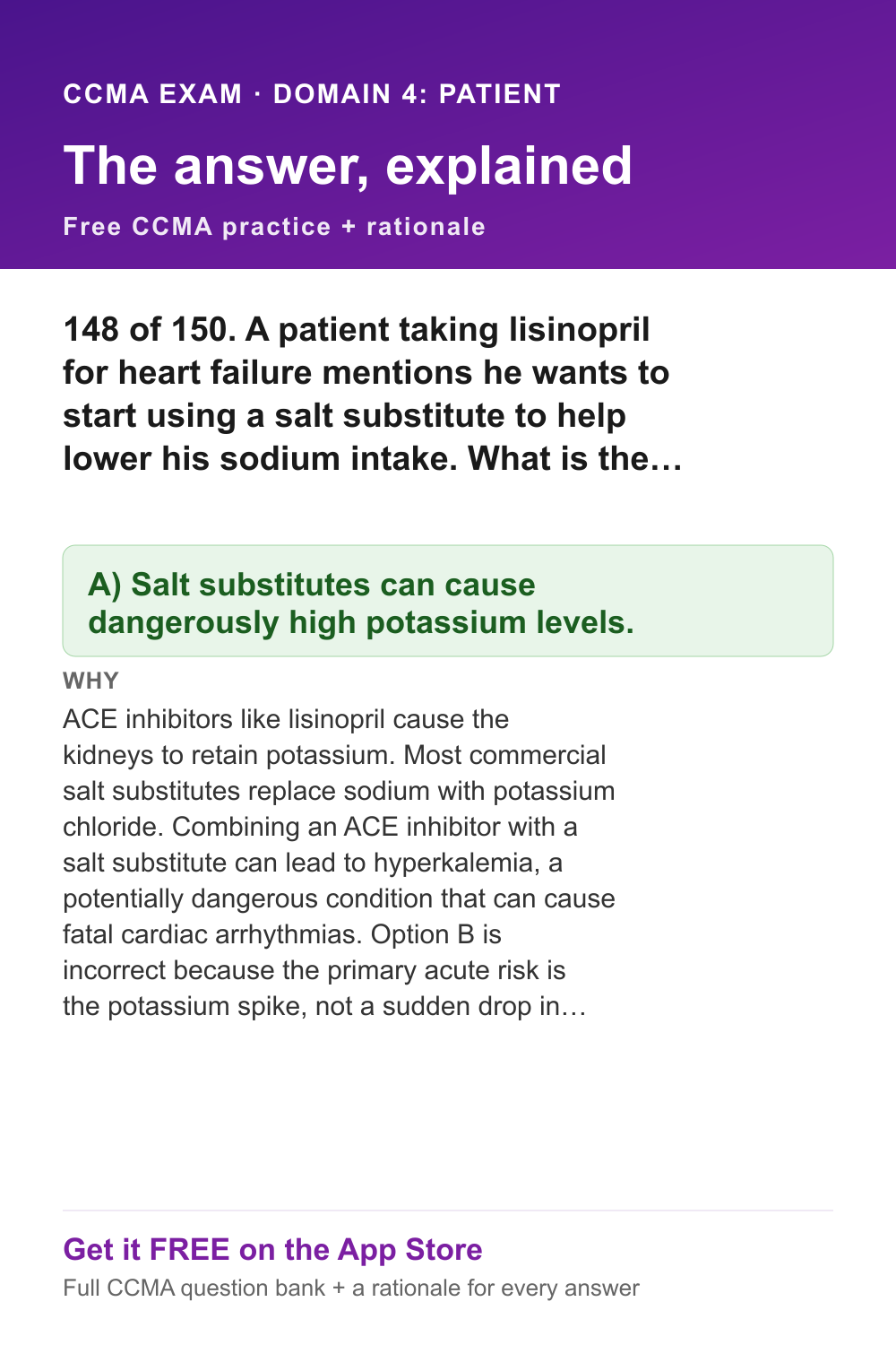 CCMA answer and rationale — Domain 4: Patient Care Coordination and Education