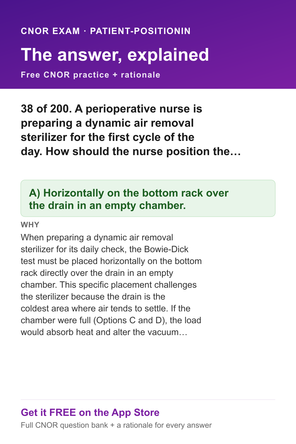 CNOR answer and rationale — patient-positioning