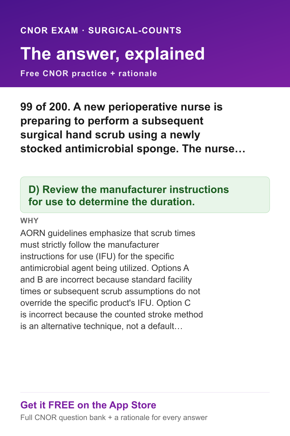 CNOR answer and rationale — surgical-counts