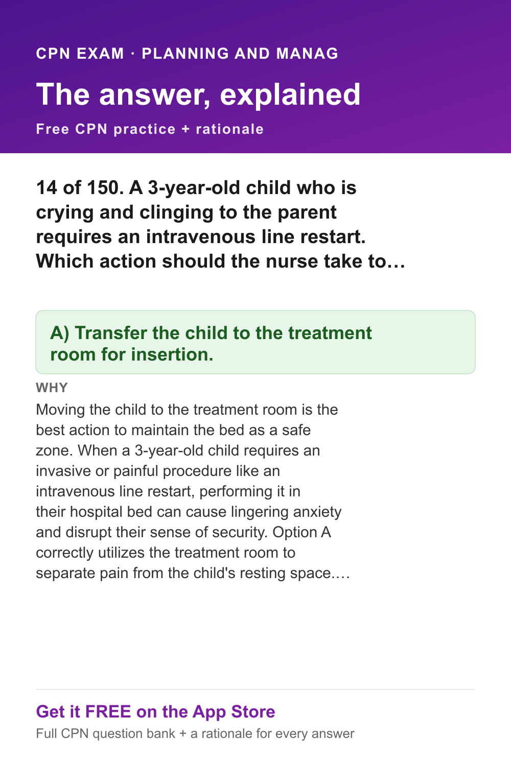 CPN answer and rationale — Planning and Management